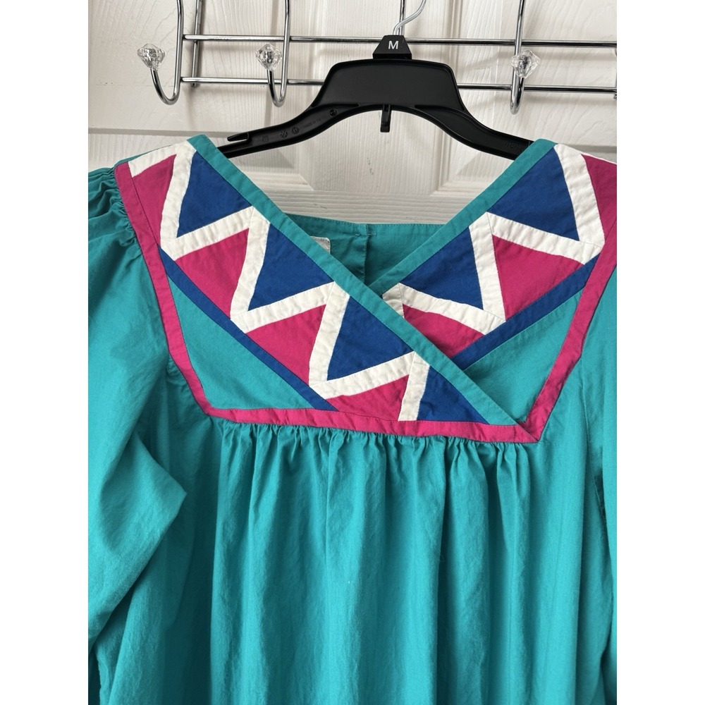VTG House Dress Mexican Patio 90s Midi Small Grunge Southwestern Aztec Geometric - Picture 3 of 7